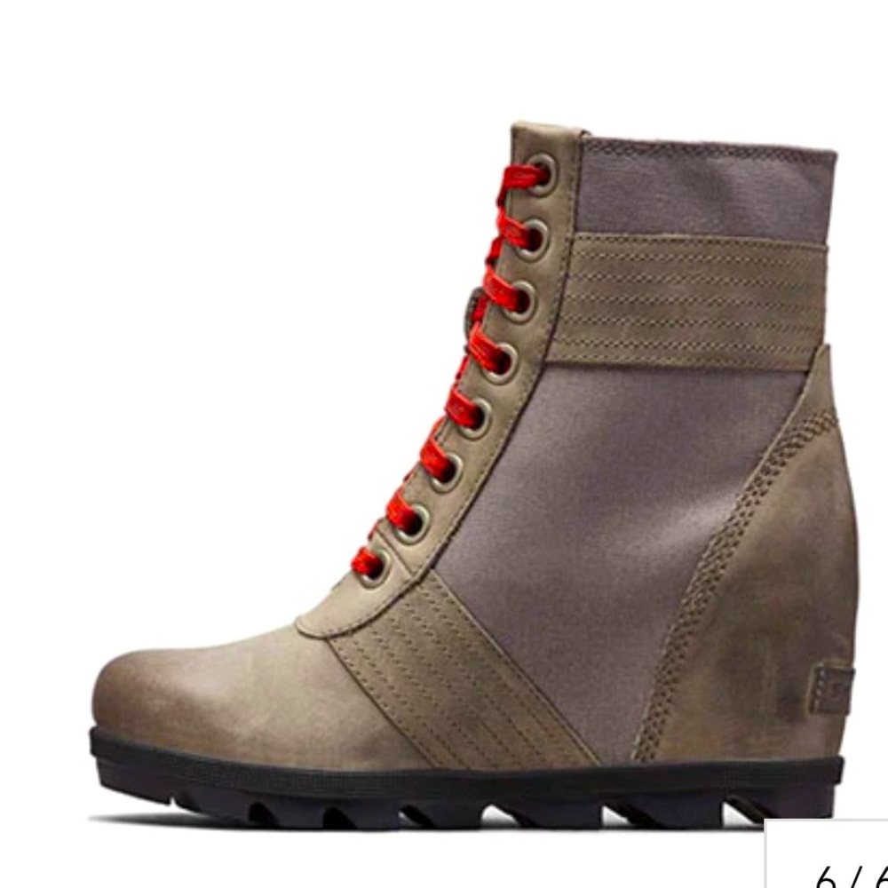 SOREL Lexie Wedge | Grey Taupe with pink laces | Size 8